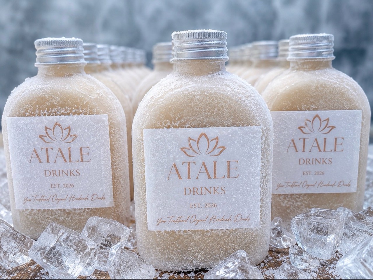 ATALE tigernut milk bottles on ice